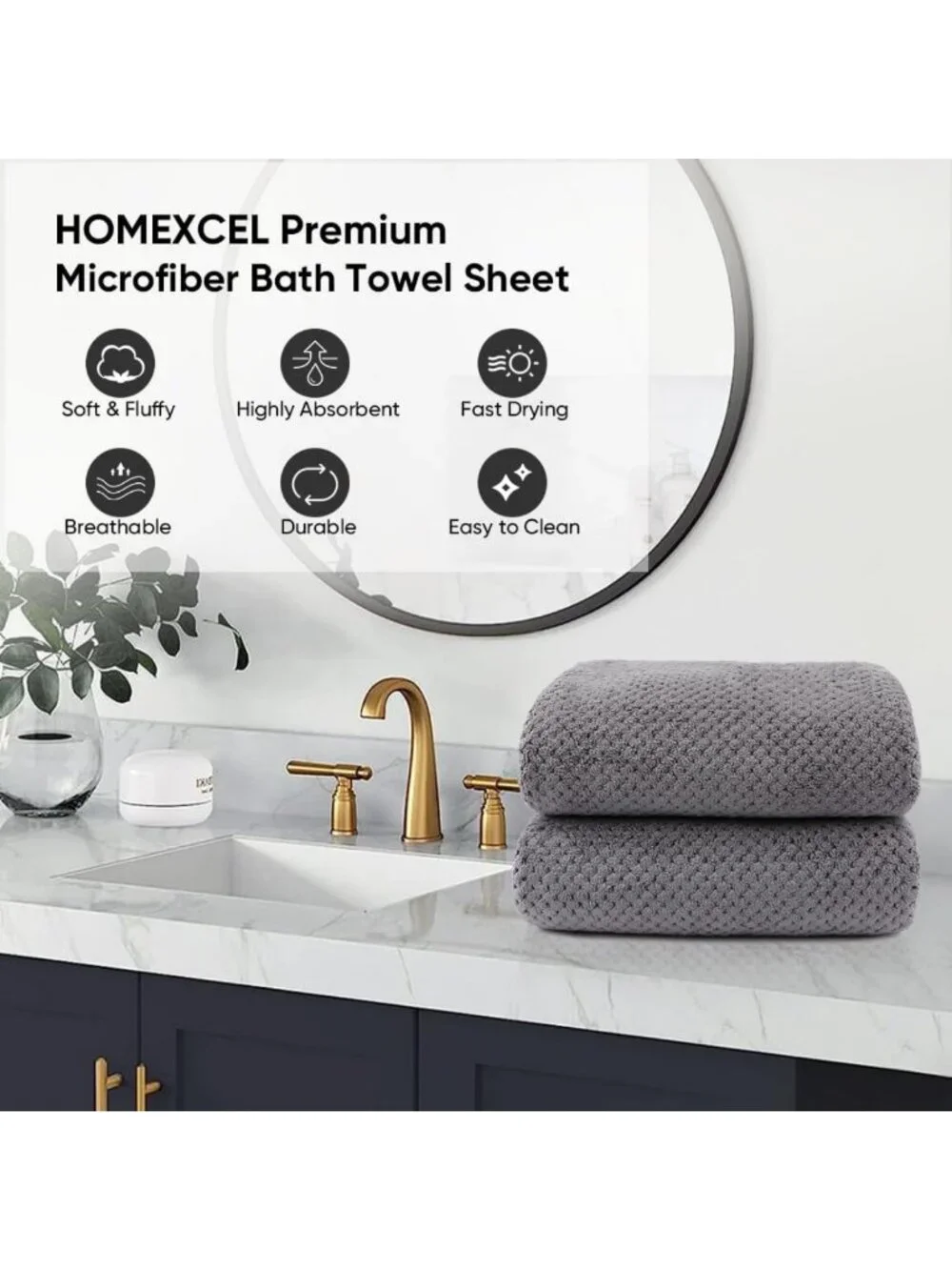 Extra Large Bath Sheets 2PK - Soft, Absorbent Microfiber Towels for Spa, Yoga